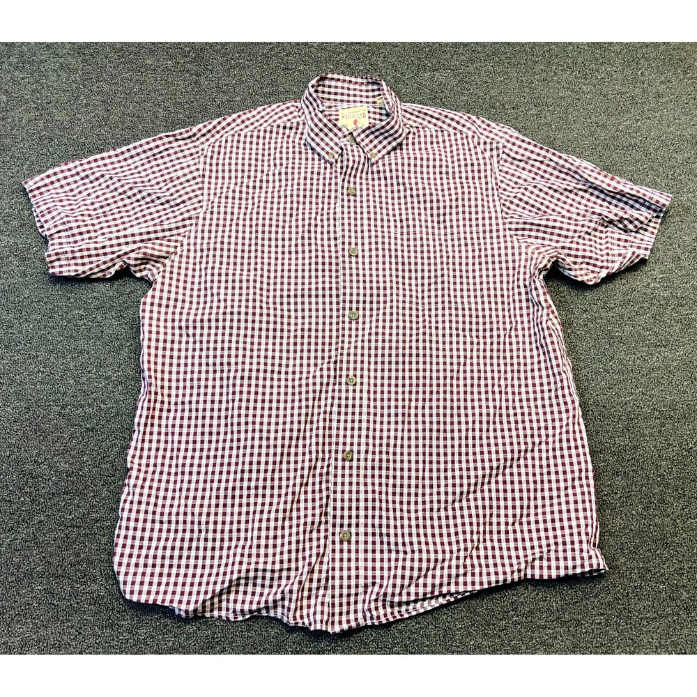 RedHead Shirt Mens Large Multi Gingham Cotton Back Box Locker Loop Button Down